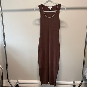 Caroline Constas Chocolate Brown Midi Dress